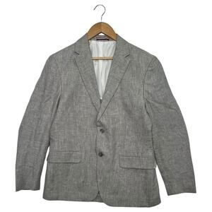 Tommy Hilfiger Sport Coat Blazer Mens 38S Gray Linen Two Button Preppy Office